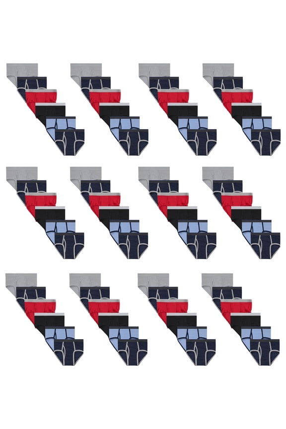 72 Pack Boys Cotton Underwear Briefs, Assorted Colors Underpants for Children, Bulk Brief Wholesale Donation Homeless Charity Packs, Size (Large)