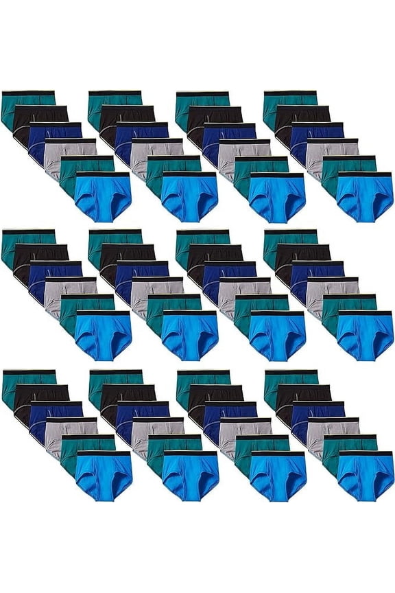 72 Pack Men Cotton Briefs in Bulk for Homeless Shelter Donating, Wholesale Underwear for Mens (72 Pack Assorted Briefs)