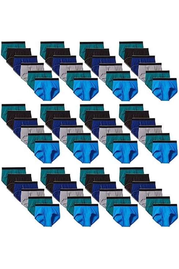 72 Pack Men Cotton Briefs in Bulk for Homeless Shelter Donating, Wholesale Underwear for Mens, Size Small to 2XL