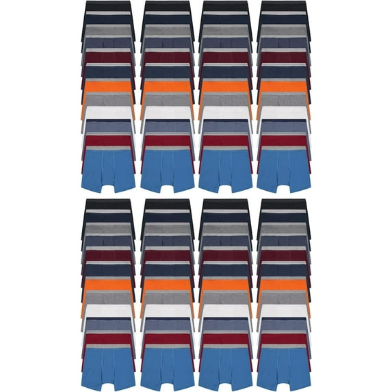 BILLIONHATS 96 Pack of Mens Boxer Briefs Wholesale, Colorful Cotton Mens Underwear in Bulk, Donating For Homeless Shelters, Charity, Up to 3XL