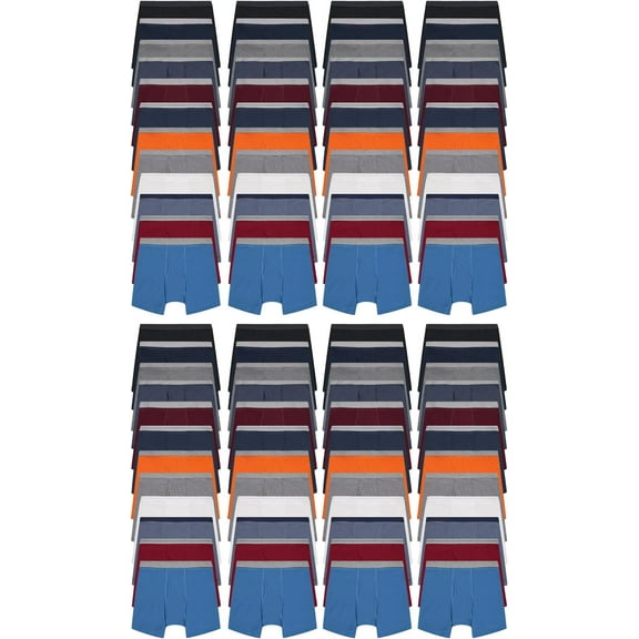 BILLIONHATS 96 Pack of Mens Boxer Briefs Wholesale, Colorful Cotton Mens Underwear in Bulk, Donating For Homeless Shelters, Charity, Up to 3XL