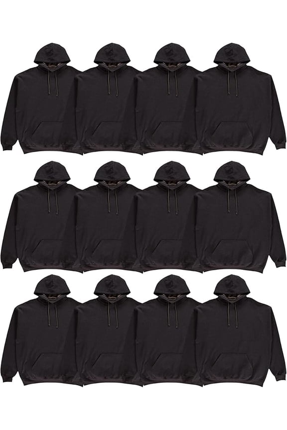 Case Pack of 72 Pieces Mens Wholesale Hoodie Sweatshirts, Cotton Blend, Bulk Adults Hoodies Sweatshirt Black-2X-Large