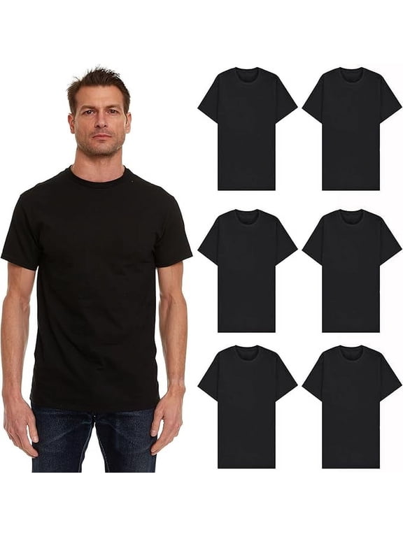 Men’s Cotton T-Shirt 6 Pack, Big Tall Short Sleeve Lightweight Tees for Men, Packs of Bulk T-Shirts (5X-Large)