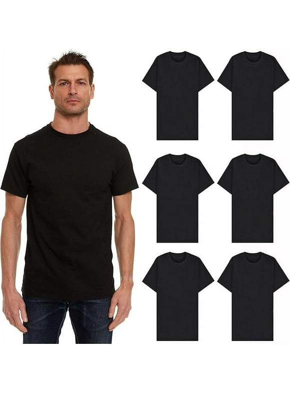 Men’s Cotton T-Shirt 6 Pack, Big Tall Short Sleeve Lightweight Tees for Men, Packs of Bulk T-Shirts (5X-Large)