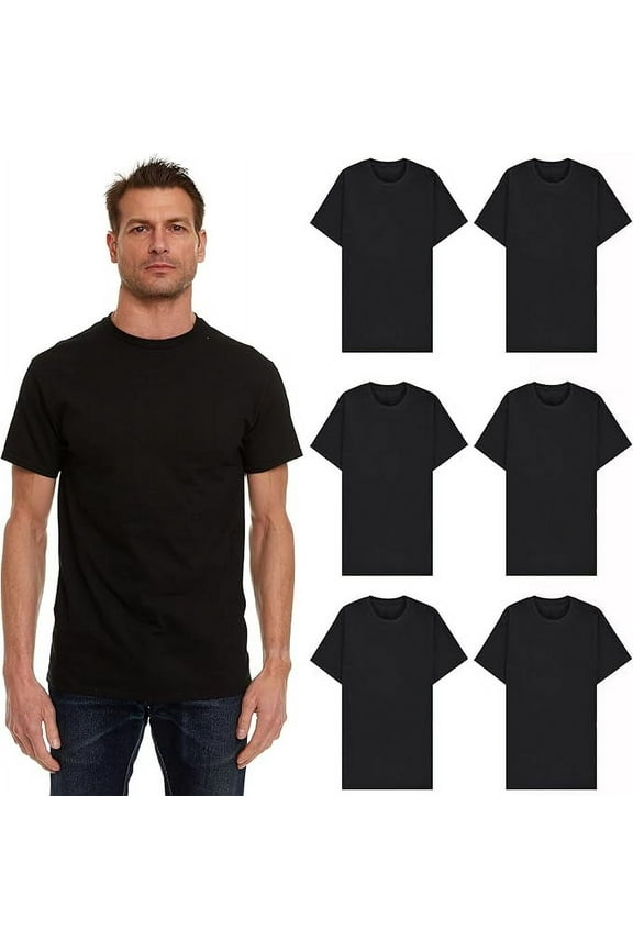 Men’s Cotton T-Shirt 6 Pack, Big Tall Short Sleeve Lightweight Tees for Men, Packs of Bulk T-Shirts (Large)