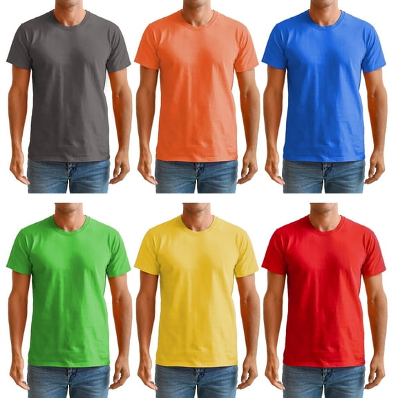 BILLIONHATS Men’s Cotton T-Shirt 6 Pack, Big Tall Short Sleeve Lightweight Tees for Men, Packs of Bulk T-Shirts (X-Large)
