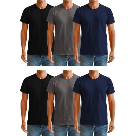BILLIONHATS Men’s Cotton T-Shirt 6 Pack, Big Tall Short Sleeve Lightweight Tees for Men, Packs of Bulk T-Shirts (5X-Large)