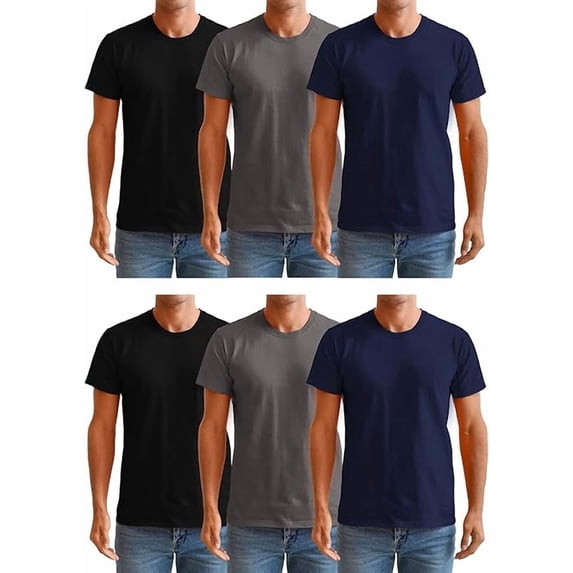 BILLIONHATS Men’s Cotton T-Shirt 6 Pack, Big Tall Short Sleeve Lightweight Tees for Men, Packs of Bulk T-Shirts (Small)