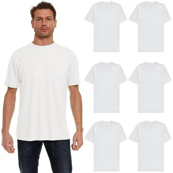 BILLIONHATS Men’s Cotton T-Shirt 6 Pack, Big Tall Short Sleeve Lightweight Tees for Men, Packs of Bulk T-Shirts (Large)
