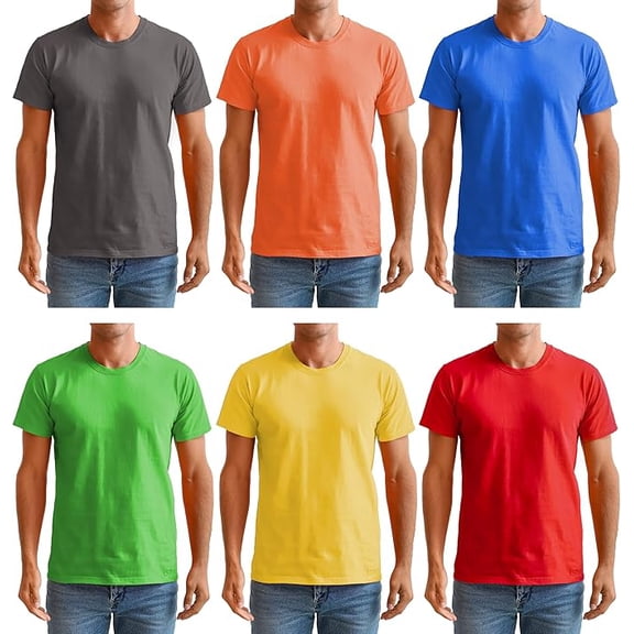 BILLIONHATS Men’s Cotton T-Shirt 6 Pack, Big Tall Short Sleeve Lightweight Tees for Men, Packs of Bulk T-Shirts (X-Large)