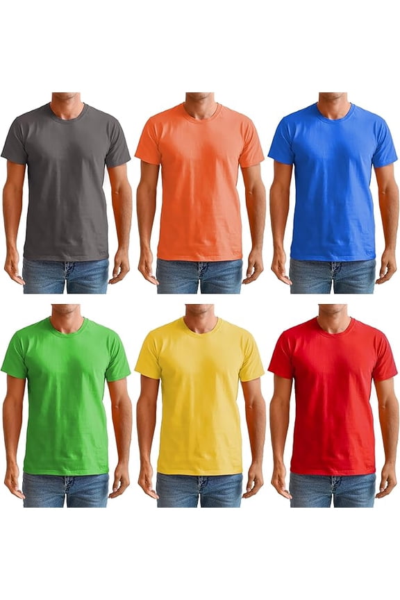 Men’s Cotton T-Shirt 6 Pack, Big Tall Short Sleeve Lightweight Tees for Men, Packs of Bulk T-Shirts (4X-Large)