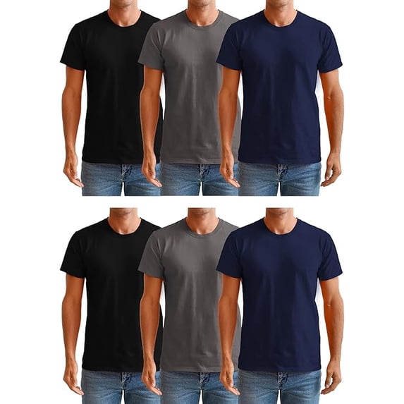 BILLIONHATS Men’s Cotton T-Shirt 6 Pack, Big Tall Short Sleeve Lightweight Tees for Men, Packs of Bulk T-Shirts (4X-Large)