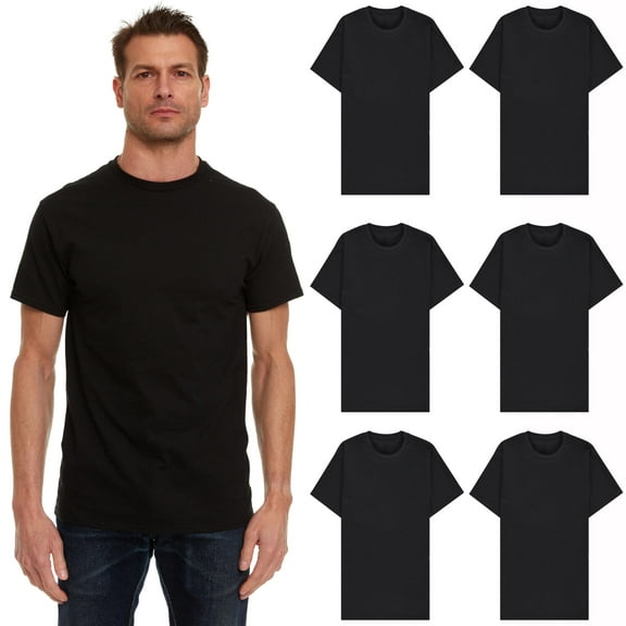 BILLIONHATS Men’s Cotton T-Shirt 6 Pack, Big Tall Short Sleeve Lightweight Tees for Men, Packs of Bulk T-Shirts (Large)