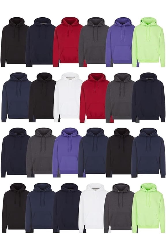 Mens 24 Pack of Wholesale Hoodie Sweatshirts, Cotton Blend, Bulk Adults Hoodies Sweatshirt