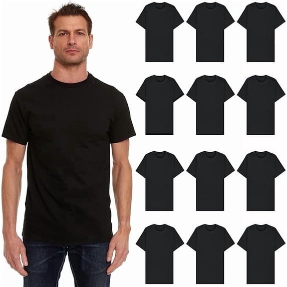 BILLIONHATS Mens Cotton Short Sleeve Lightweight T-Shirts, Bulk Crew Tees for Guys, Solid Bright Colors T-shirt (BLACK, Small, s)