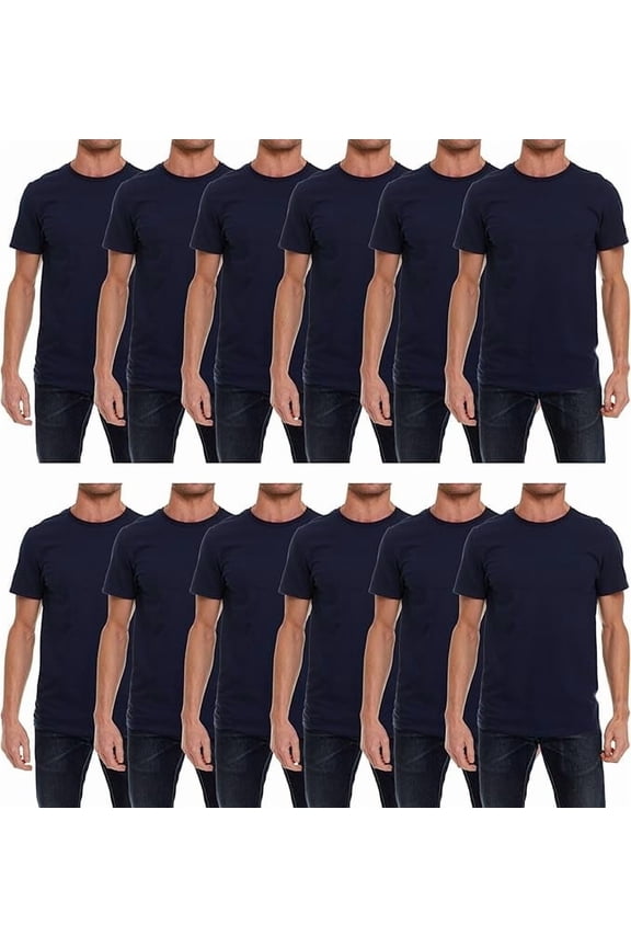 Mens Cotton Short Sleeve Lightweight T-Shirts, Bulk Crew Tees for Guys, Solid Bright Colors T-shirt (NAVY BLUE, Small, s)