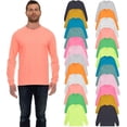 thumbnail image 1 of BILLIONHATS 24 Pack Mens Long Sleeve Light Colorful T-Shirts, Cotton - Crew Neck Bulk Tees for Men, Wholesale Sleeved T-Shirt - Size 4X-Large, 1 of 6