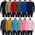 thumbnail image 1 of BILLIONHATS Mens Long Sleeve Light and Dark Colorful T-Shirts, Cotton Blend - Crew Neck Bulk Tees for Men, Wholesale Sleeved T-Shirt 12 Packs - Size Large, 1 of 7
