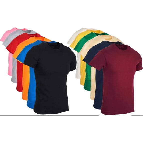 BILLIONHATS Plus Size Men's Solid Colors Cotton T-Shirts Short Sleeve Lightweight Multicolor Big Tall Tees, Bulk (8 Pack, 7X-Large)