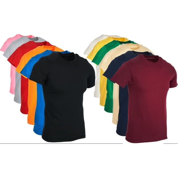 BILLIONHATS T-Shirts - Size 7X - Plus Size Men's Solid Colors Cotton T-Shirts Short Sleeve Lightweight Big Tall Tees, Bulk (12 Pack, 7X-Large)