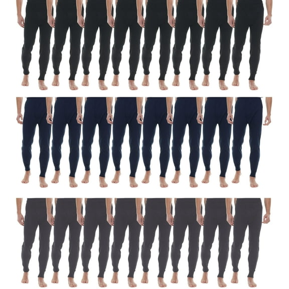 BILLIONHATS Thermal Bottom Lounge Jogger Pants for Men - Bulk 24 Pack One Size Stretchy Fits M-XXL - Warm Sweatpants for Cold Weather, Wholesale Cozy Joggers Color Assorted