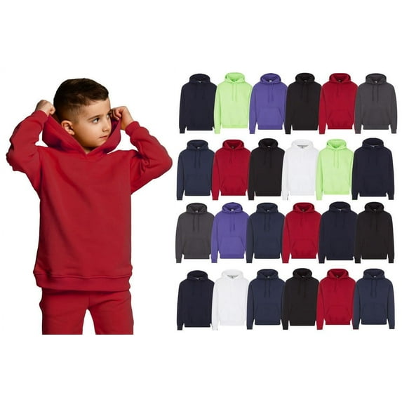 BILLIONHATS Wholesale 24 Pack Kids Hoodie Sweatshirts Bulk Hoodies for Children, Warm Hooded Shirt Boys Girls Unisex, Donations Camp