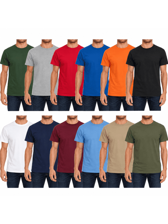 Wholesale Bulk 12 Pack Men's Cotton T-Shirt Tees, Big & Tall Plus Size Short Sleeve Lightweight T-Shirts, Size 3X-Large