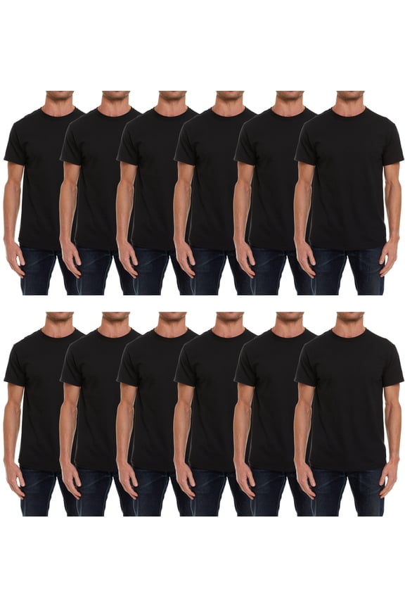 Wholesale Bulk 12 Pack Men's Cotton T-Shirt Tees, Big & Tall Plus Size Short Sleeve Lightweight T-Shirts, Size 6X-Large