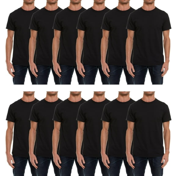 BILLIONHATS Wholesale Bulk 12 Pack Men's Cotton T-Shirt Tees, Big & Tall Plus Size Short Sleeve Lightweight T-Shirts, Size 6X-Large
