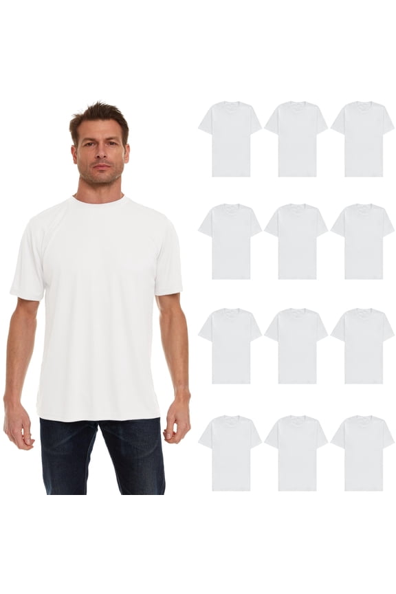 Wholesale Bulk 12 Pack Men's Cotton T-Shirt Tees, Big & Tall Plus Size Short Sleeve Lightweight T-Shirts, Size Large