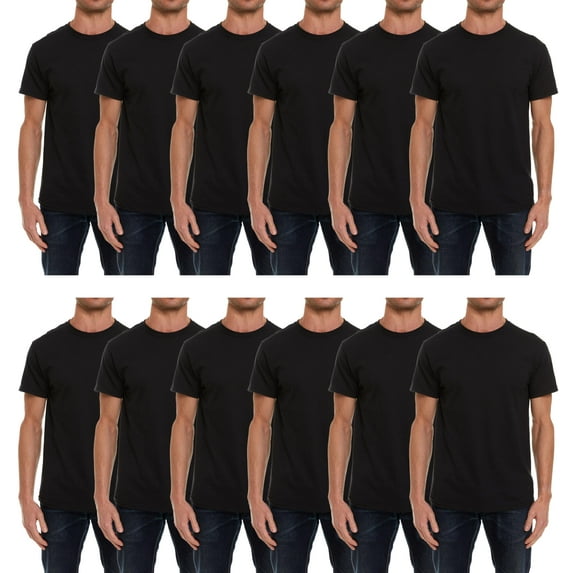 BILLIONHATS Wholesale Bulk 12 Pack Men's Cotton T-Shirt Tees, Big & Tall Plus Size Short Sleeve Lightweight T-Shirts, Size Large