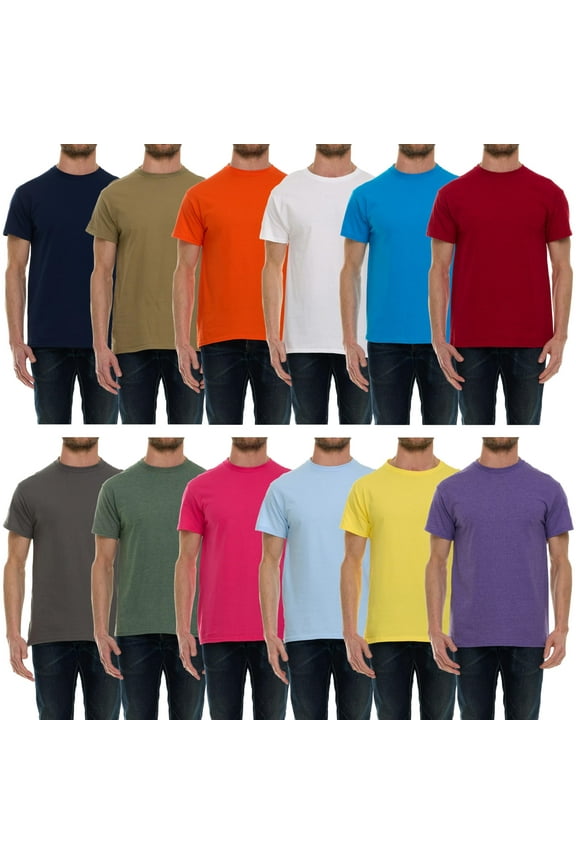 Wholesale Bulk 12 Pack Men's Cotton T-Shirt Tees, Big & Tall Plus Size Short Sleeve Lightweight T-Shirts, Size Medium