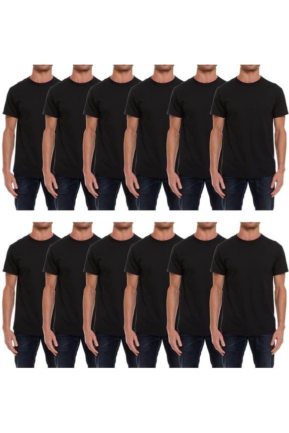 Wholesale Bulk 12 Pack Men's Cotton T-Shirt Tees, Big & Tall Plus Size Short Sleeve Lightweight T-Shirts, Size Small