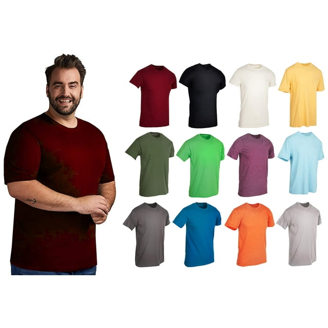 BILLIONHATS Wholesale Bulk 12 Pack Men's Cotton T-Shirt Tees, Big ...