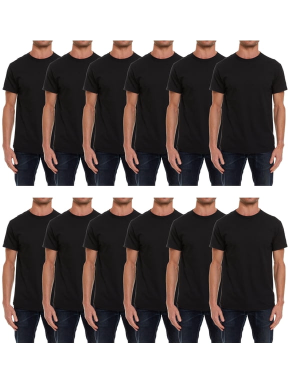 Wholesale Bulk 12 Pack Men's Cotton T-Shirt Tees, Big & Tall Plus Size Short Sleeve Lightweight T-Shirts, Size Medium