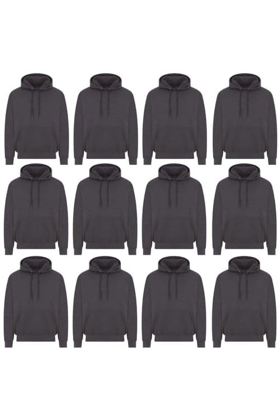 Wholesale Hoodie Sweatshirts, Men Womens Unisex Hoodies Cotton Blend, Bulk Adults Sweatshirt, Homeless Donation 12 PACK GRAY SIZE MEDIUM