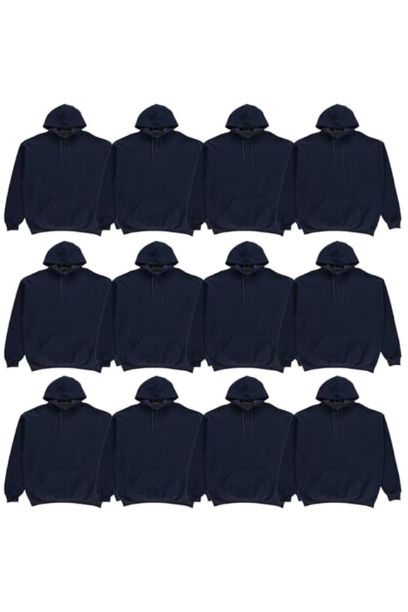 Wholesale Hoodie Sweatshirts, Men Womens Unisex Hoodies Cotton Blend, Bulk Adults Sweatshirt, Homeless Donation 12 PACK NAVY SIZE SMALL