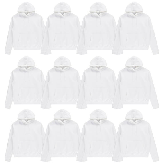 BILLIONHATS 12 Pack of Wholesale Hoodie Sweatshirts, Men's Women's Unisex Hoodies Cotton Blend, Bulk Adults Sweatshirt, Homeless Donation WHITE SIZE MEDIUM