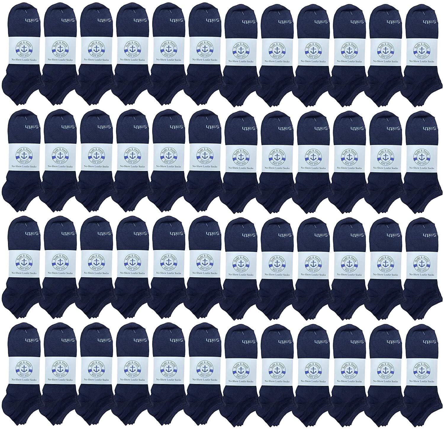 BILLIONHATS Wholesale Men's Cotton Shoe Liner Training Socks No Show Thin Low Cut Sport Ankle Bulk Socks, 10-13 (48 Pack Navy)