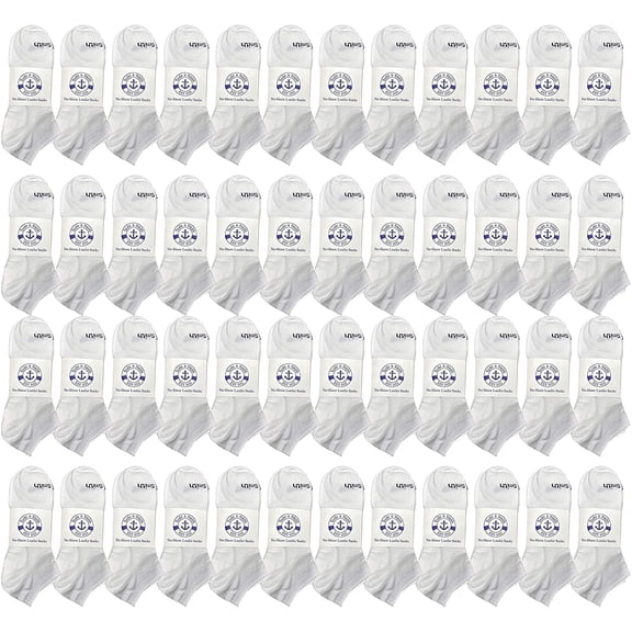 BILLIONHATS Wholesale Men's Cotton Shoe Liner Training Socks No Show Thin Low Cut Sport Ankle Bulk Socks, 10-13 (48 Pack White)