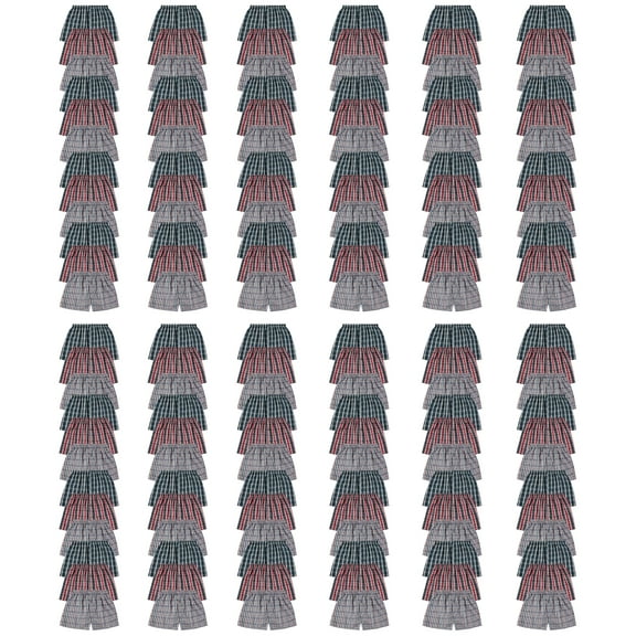 BILLIONHATS Wholesale Men's Tag Free Woven Boxer Shorts, Relaxed Fit, Underwear Bulk for Men, Donations Shelters Assorted Color Cases 144 Pack Size (X-Large)