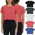 thumbnail image 1 of BILLIONHATS Women’s Cotton Crop Tops T-Shirt Pack, Short Sleeve Casual Loose Fit Round Neck Tee for Workout, Yoga, or Everyday Wear – 6 Pack Assorted Colors, 1 of 6