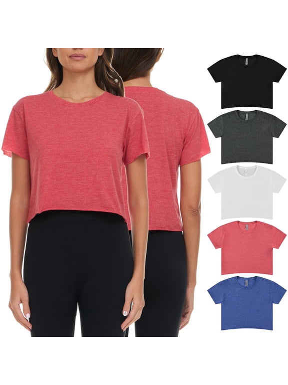 Women’s Cotton Crop Tops T-Shirt Pack, Short Sleeve Casual Loose Fit Round Neck Tee for Workout, Yoga, or Everyday Wear -L- 12 Pack Assorted Colors
