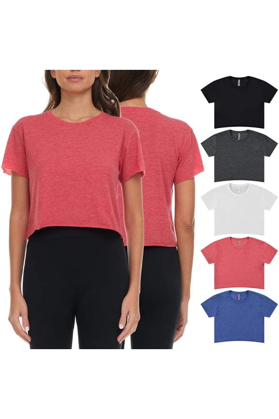 Women’s Cotton Crop Tops T-Shirt Pack, Short Sleeve Casual Loose Fit Round Neck Tee for Workout, Yoga, or Everyday Wear -XL- 6 Pack Assorted Colors