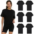 thumbnail image 1 of BILLIONHATS 6 Pack Womens Oversized Cotton T-Shirts, Crew Neck Short Sleeve Baggy Loose Tops Oversize Tees Color Black, Size Large, 1 of 5