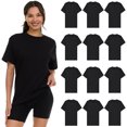thumbnail image 1 of BILLIONHATS 12 Pack Womens Oversized Cotton T-Shirts, Crew Neck Short Sleeve Baggy Loose Tops Oversize Tees Color Black, Size Small, 1 of 5