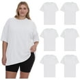 thumbnail image 1 of BILLIONHATS 6 Pack Womens Oversized Cotton T-Shirts, Crew Neck Short Sleeve Baggy Loose Tops Oversize Tees Color White, Size 5X-Large, 1 of 5