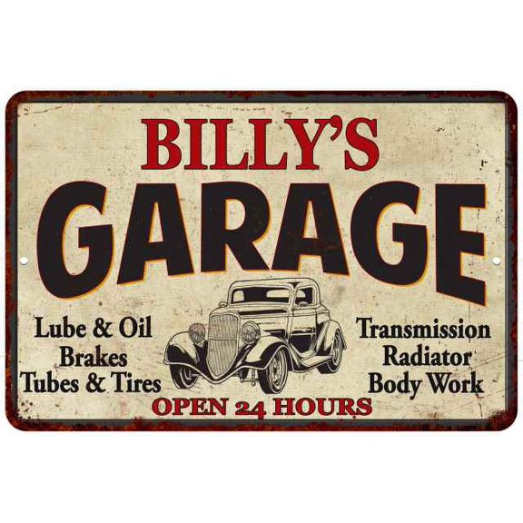 BILLY'S Garage Man Cave Metal Sign Decor 8x12 108120014076