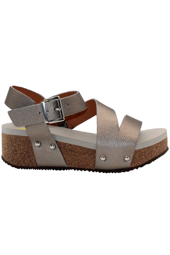 Women's Biloxi Ankle Strap Wedge Sandal, Pewter, 10