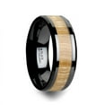 thumbnail image 1 of BILTMORE Black Ceramic Ring with Polished Bevels and Ash Wood Inlay - 6mm - 10mm, 1 of 3
